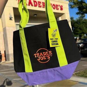 Trader Joe's Mini Canvas Tote Bag - Halloween 2025 - Black Green Purple - NEW